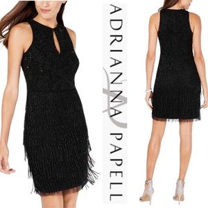 Adrianna Papell fringe and fully beaded dress